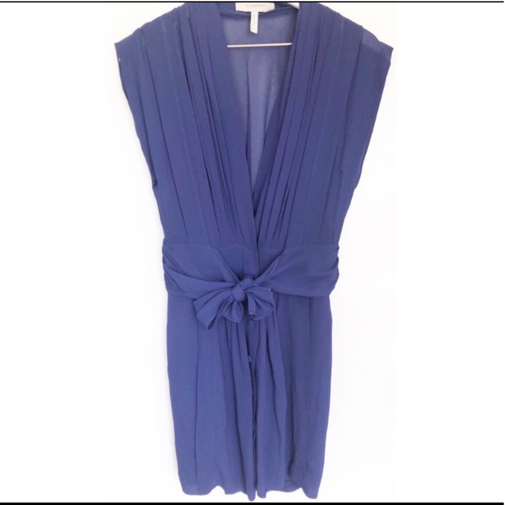 BCBG Maxazria RUNWAY silk pleated tie waist dress